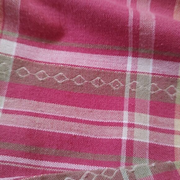 Alfred Dunner Pink Plaid Floral Embroidered Beaded Button Down Long Sleeve 16 - Picture 9 of 9